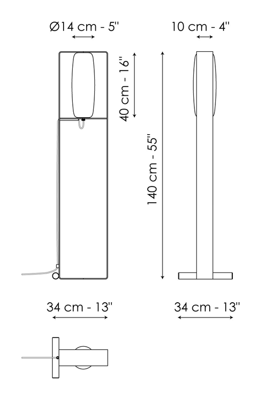 Bio-S Lamp Collection by Bonaldo, size drawing: Floor lamp