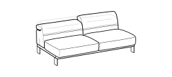 Bepop Sofa by Ditre Italia, size drawing: 3-seat central element