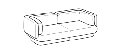 Vento Sofa by Ditre Italia, size drawing: 3-seat sofa
