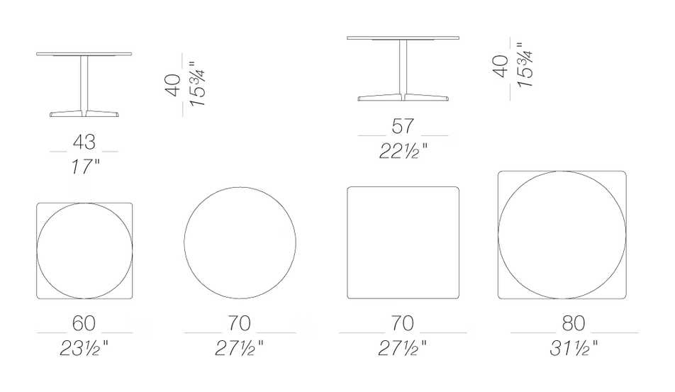 Auki H40 Side Table by LaPalma, size drawing
