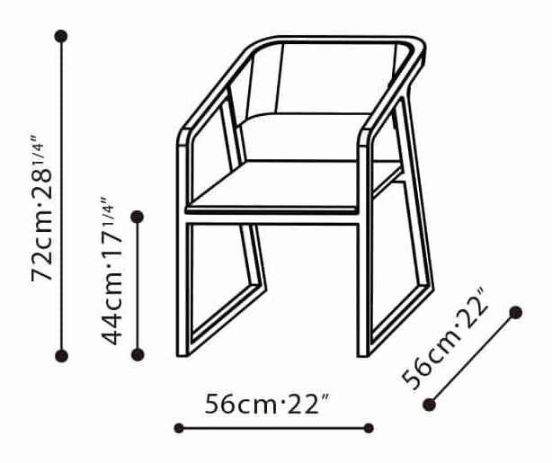 Ming Chair by Camerich, size drawing: C02A1502