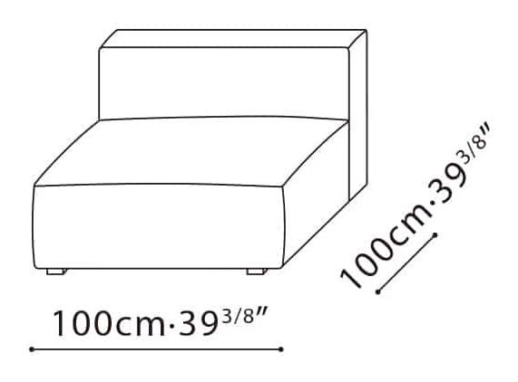 Rubix Sofa by Camerich, size drawing: C01C0132