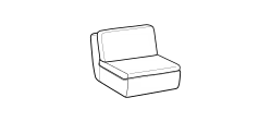 Deck Sofa by Ditre Italia, size drawing: 1-seat central element