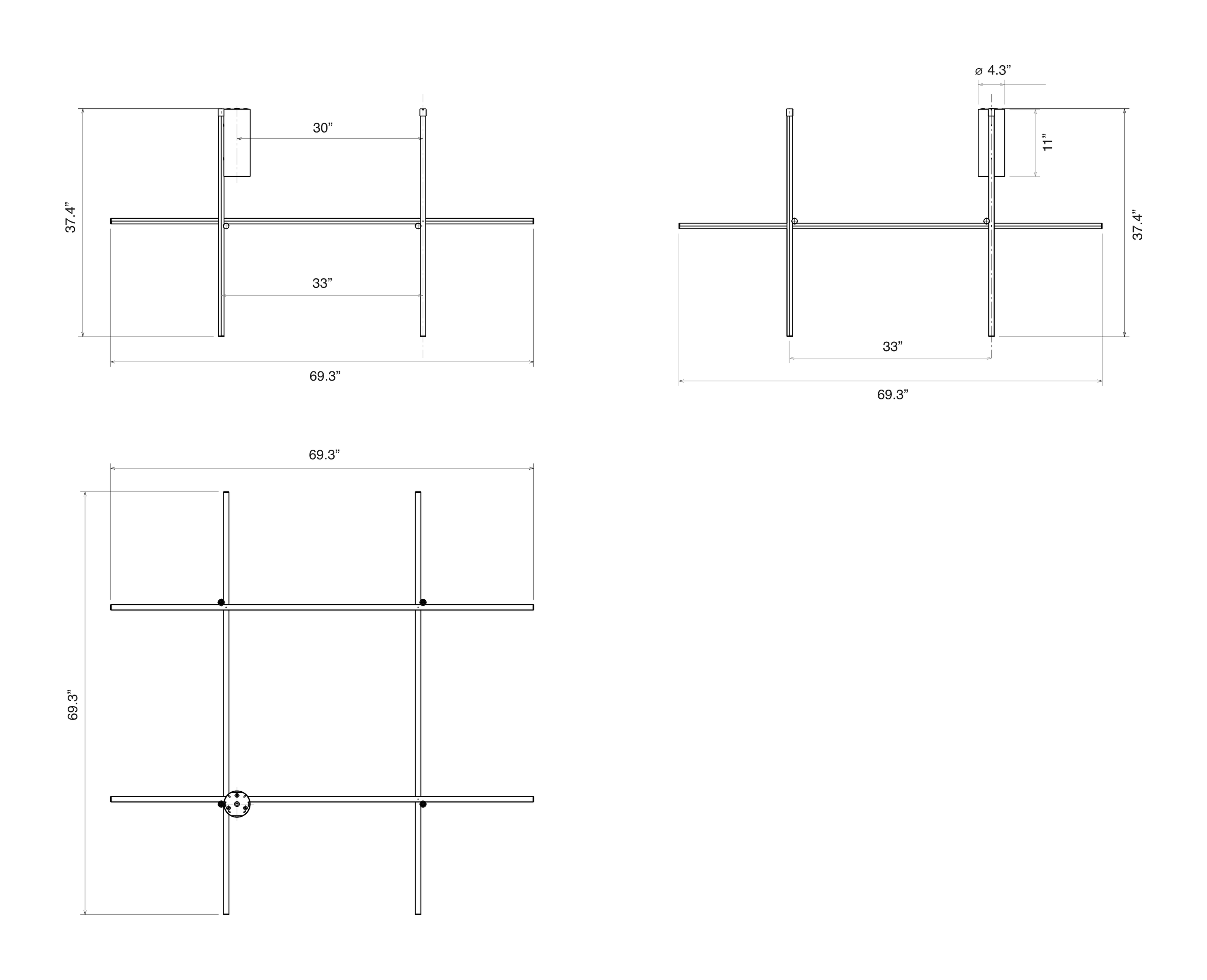 Coordinates Ceiling Lamp by Flos, size drawing