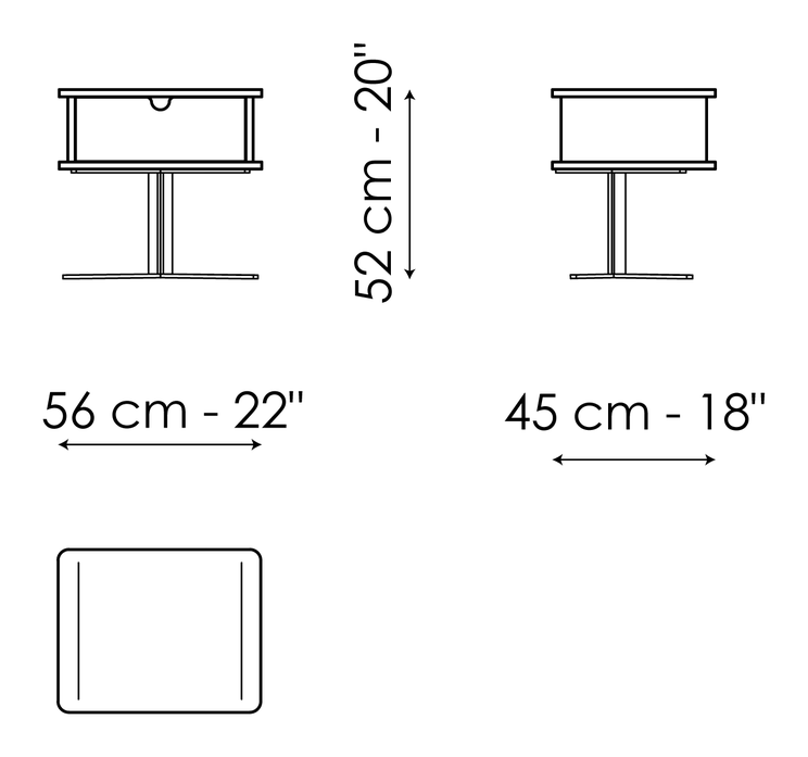 Nelson Bedside Table by Bonaldo, size drawing