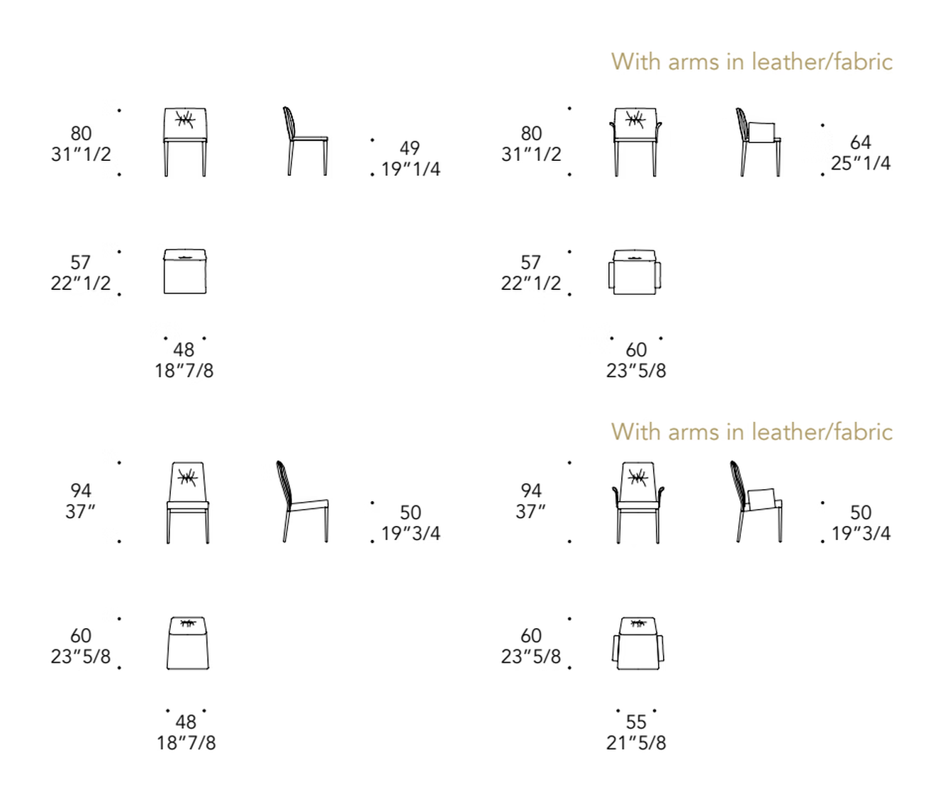 Soft Dining Chair by Reflex, size drawing