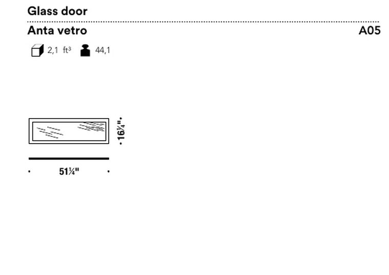 Frame-Shift Bookcase by Moroso, size drawing: Glass door
