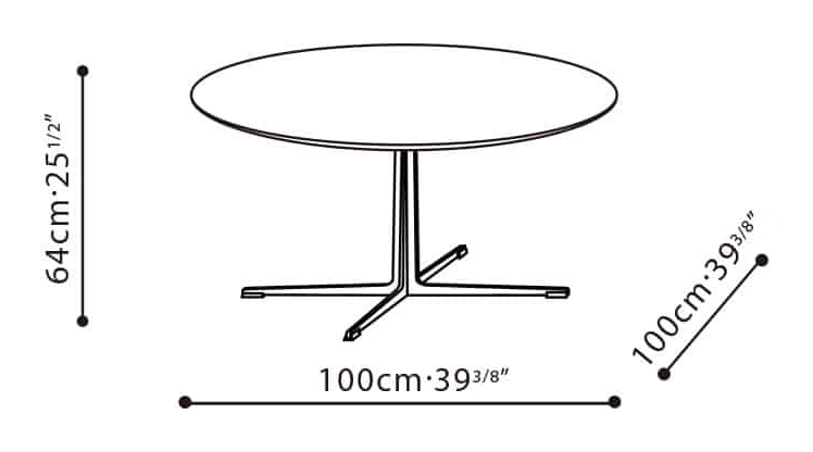 Vary Dining Table by Camerich, size drawing: C05D1408