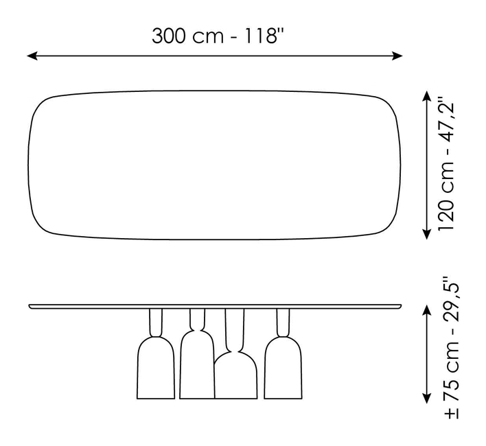 Cop Dining Table by Bonaldo, size drawing 5