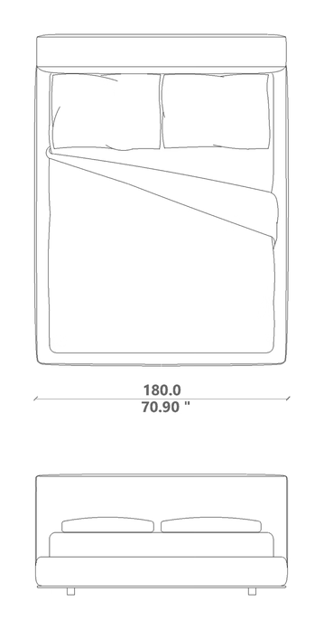 Gladys Bed by Talenti, size drawing: 160 × 200