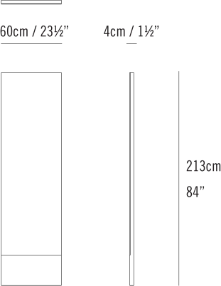Lean Floor Mirror by Bensen, size drawing: Lean Narrow