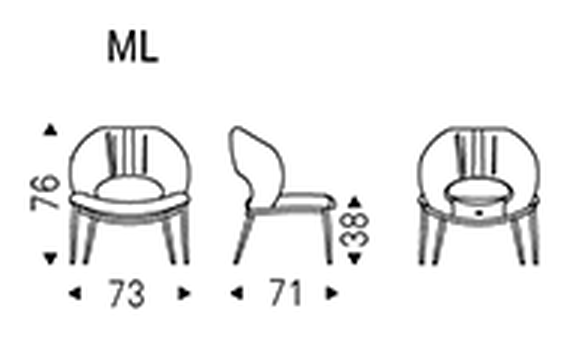 Miranda Lounge Swivel Armchair by Cattelan Italia, size drawing 3
