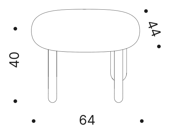 Tottori Small Table 64 by Driade, size drawing