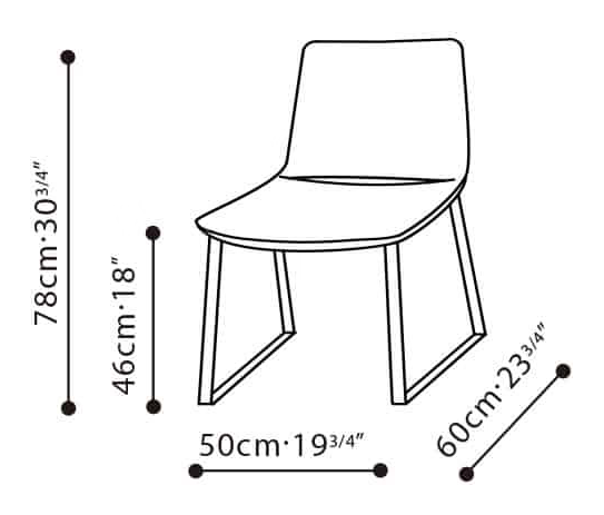 Waltz Plus Chair by Camerich, size drawing