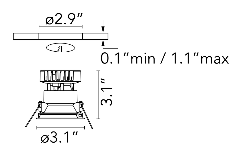 Easy Kap 80 Non IC Downlight by Flos, size drawing: Easy Kap Ø 80 Fixed