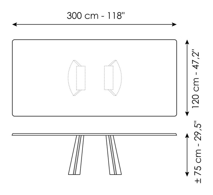 Torii Extendable Dining Table by Bonaldo, size drawing 7