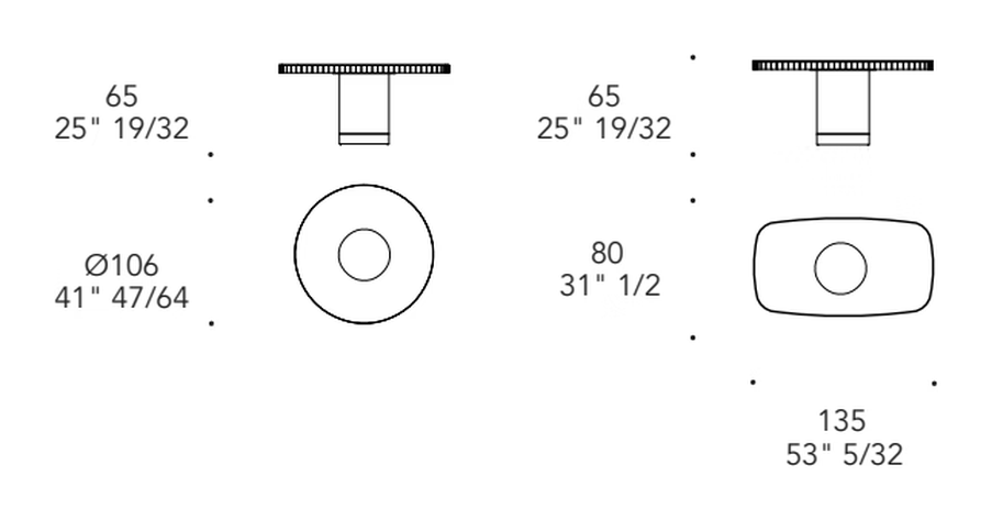 Sun 65 Lounge Table by Reflex, size drawing