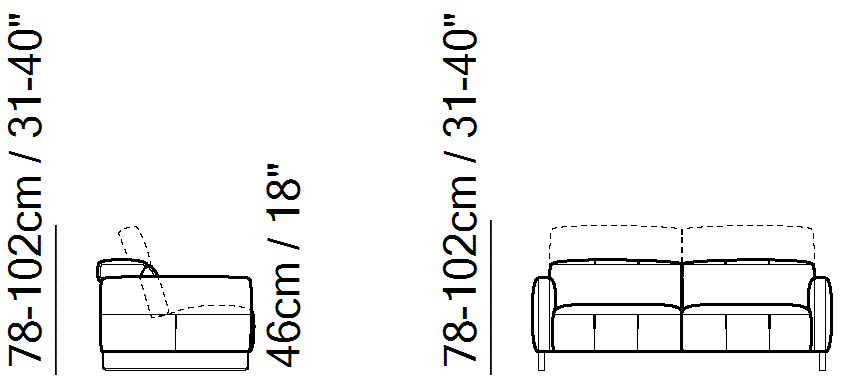 Sophy Sectional by Natuzzi Italia, size drawing