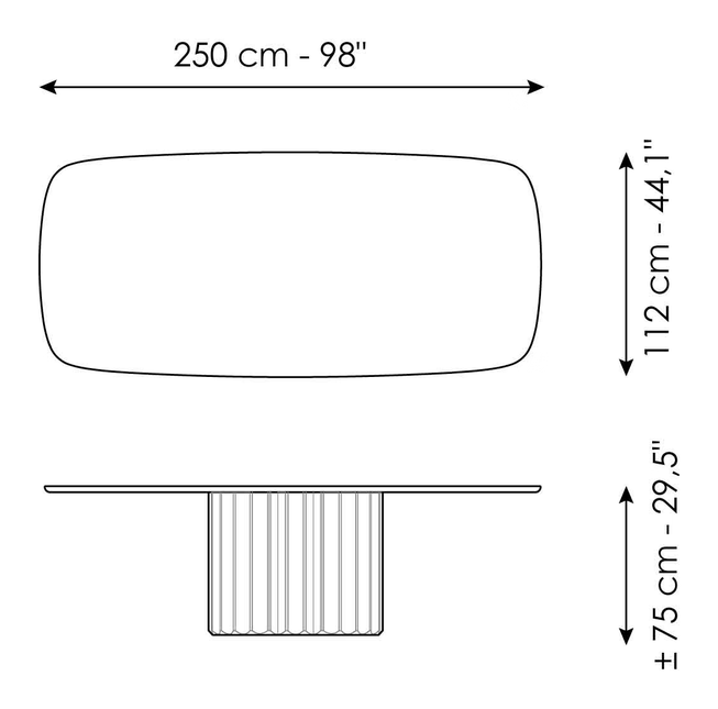 Dorian Dining Table by Bonaldo, size drawing 3