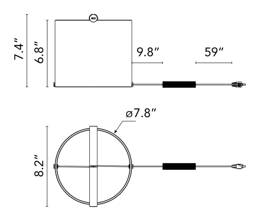To Tie Table Lamp by Flos, size drawing: To-Tie T1