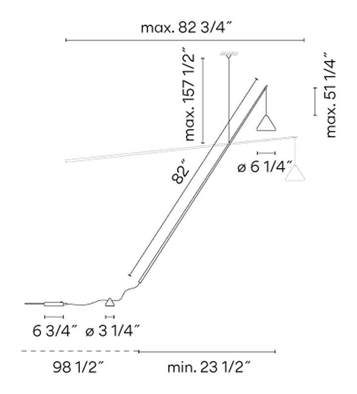 North Lighting Collection by Vibia, size drawing: Model 5666