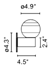 Dipping Light Wall Lamp A1-13 by Marset, size drawing