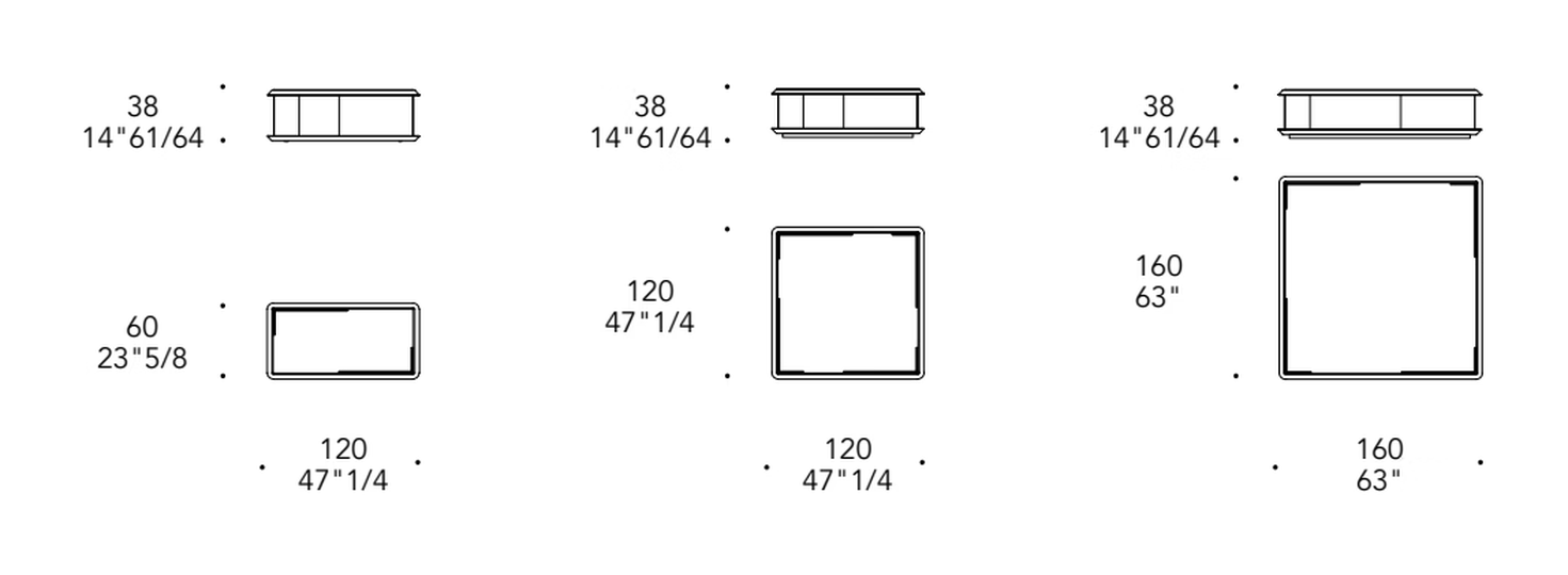Monolite 40 Coffee Table by Reflex, size drawing