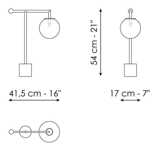 Bardot Lamp by Bonaldo, size drawing: Table lamp