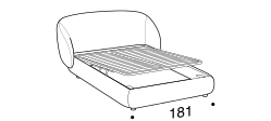Pacific Bed by Ditre Italia, size drawing: Double size bed for 160x200 cm mattress with BOX mechanism