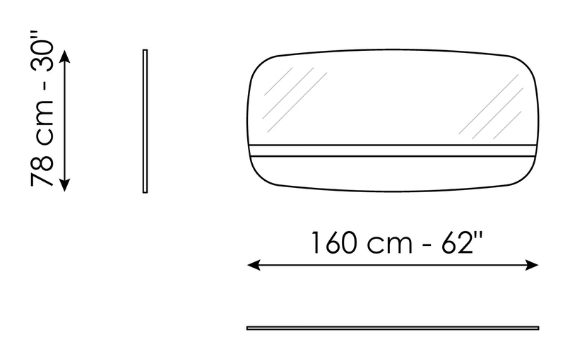 Lake Mirror by Bonaldo, size drawing: Lake 160