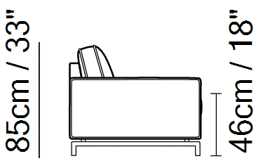 Capriccio Sofa Bed by Natuzzi Italia, size drawing