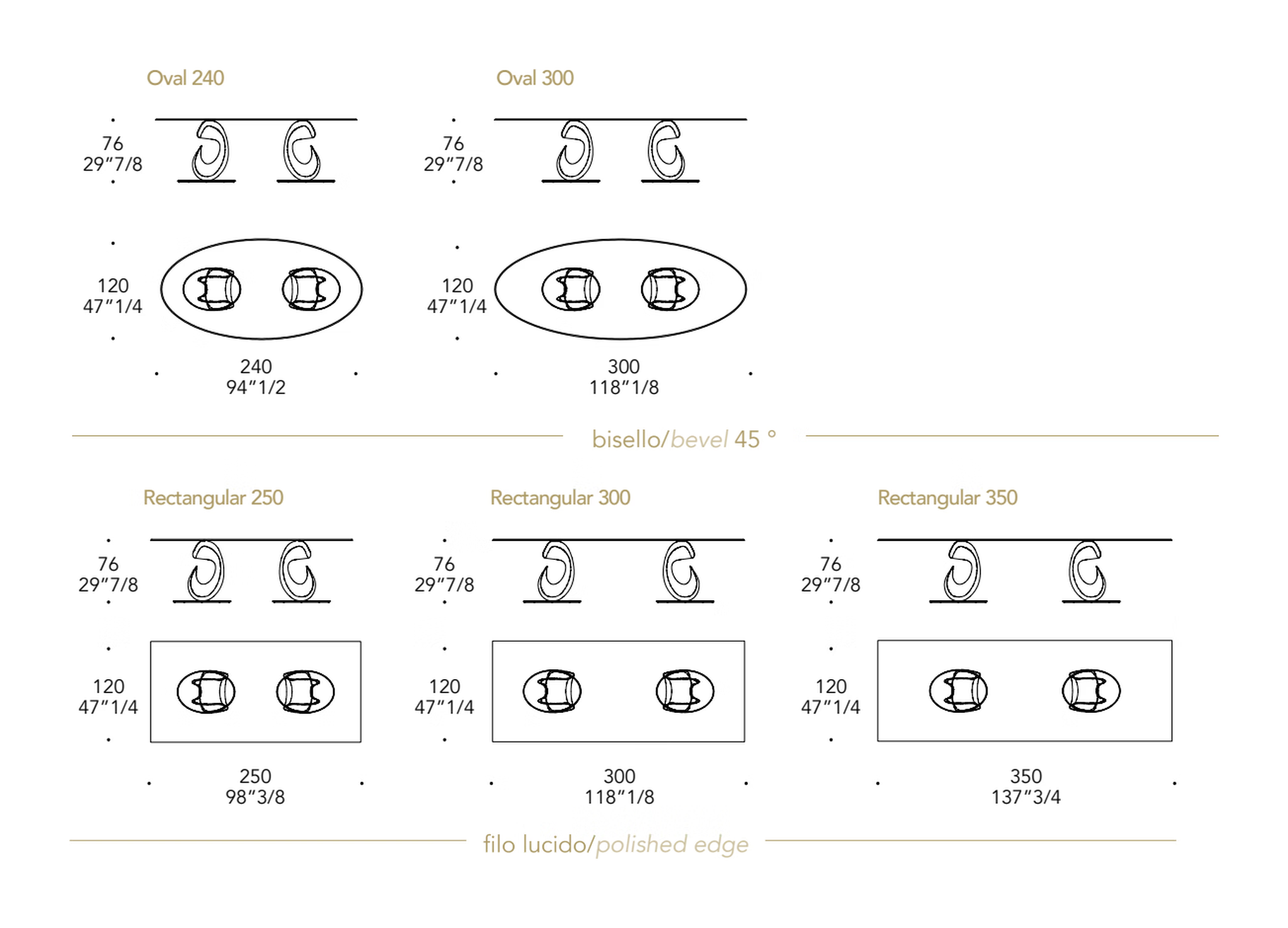 Parentesis 72 Dining Table by Reflex, size drawing