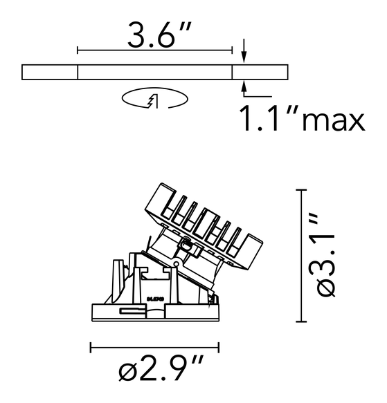 Kap 80 IC Rated JA8 Downlight by Flos, size drawing: Kap Ø 80 Wall-Washer - Airtight IC Rated T24 JA8