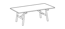 Isamu Outdoor Dining Table by Ditre Italia, size drawing: Rectangular table 250 with HPL top
