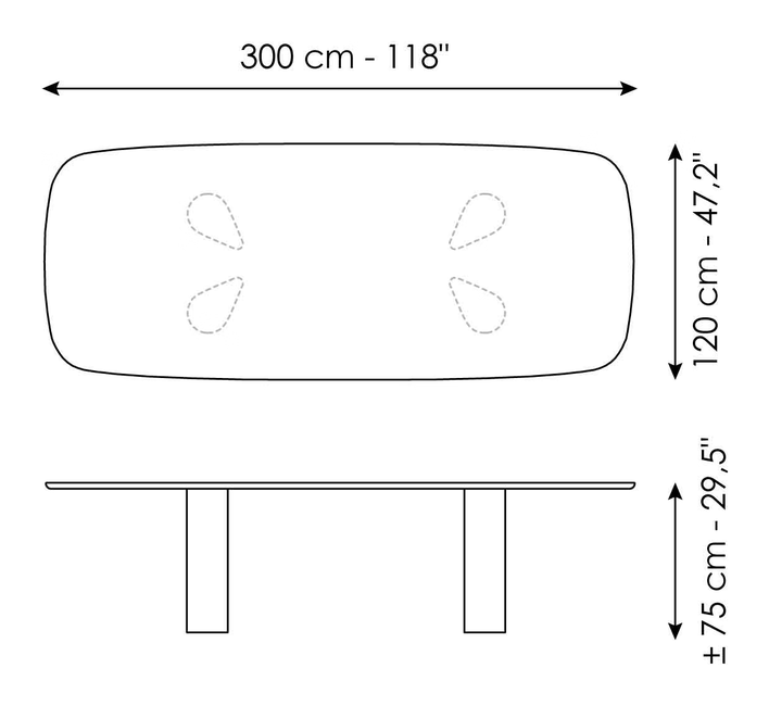 Geometric Dining Table by Bonaldo, size drawing 5