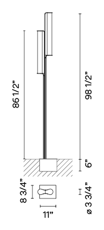 Class Outdoor Lighting Collection by Vibia, size drawing: Model 2815