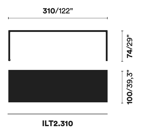 ILtavolo 2.0 Dining Table by Opinion Ciatti, size drawing: ILT2.310