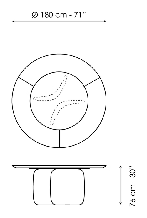 Mellow ST Dining Table by Bonaldo, size drawing 2