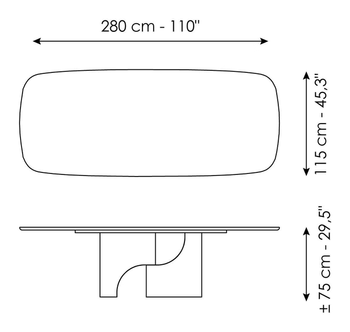 Taijitu Dining Table by Bonaldo, size drawing 4