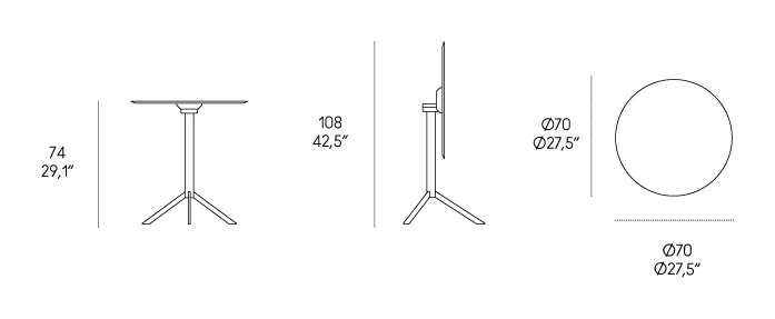T4 Round Bistro Table by Casamania, size drawing