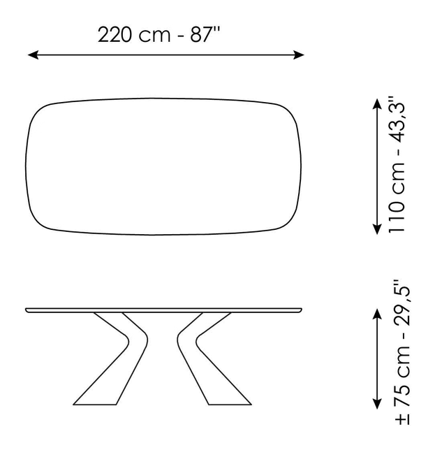 Prora Extendable Dining Table by Bonaldo, size drawing 7