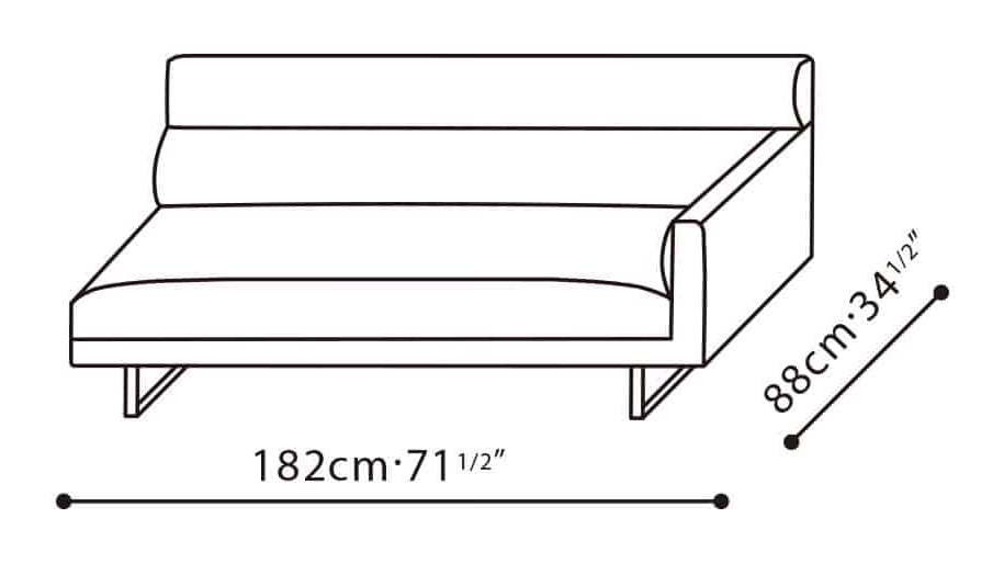 Amor-35 Sofa by Camerich, size drawing: C01B0107