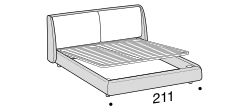 Bend Bed by Ditre Italia, size drawing: King size bed for 193x203 mattress with BOX mechanism