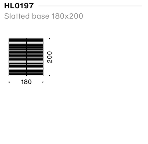 Sedona Edge Bed by Moroso, size drawing: Slatted base 180x200