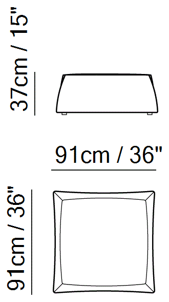 Bis Pouf by Natuzzi Italia: Large pouf, outline drawing with sizes
