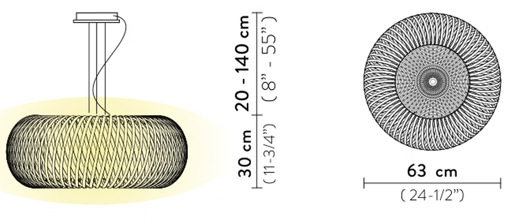 Kalatos Pendant Lamp by Slamp, size drawing