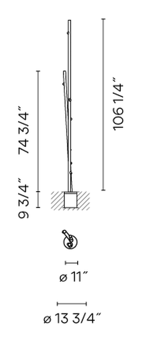 Bamboo Ground Light by Vibia, size drawing: Model 4811