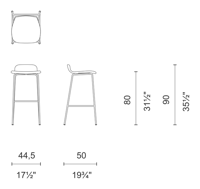 Tate Soft Stool by Cappellini, size drawing 4