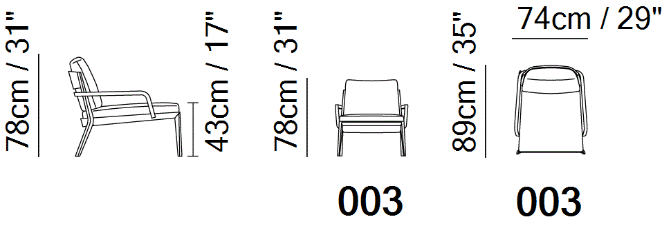 Viaggio Armchair by Natuzzi Italia, size drawing