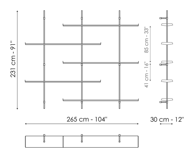 Foil Bookshelf by Bonaldo, size drawing 4